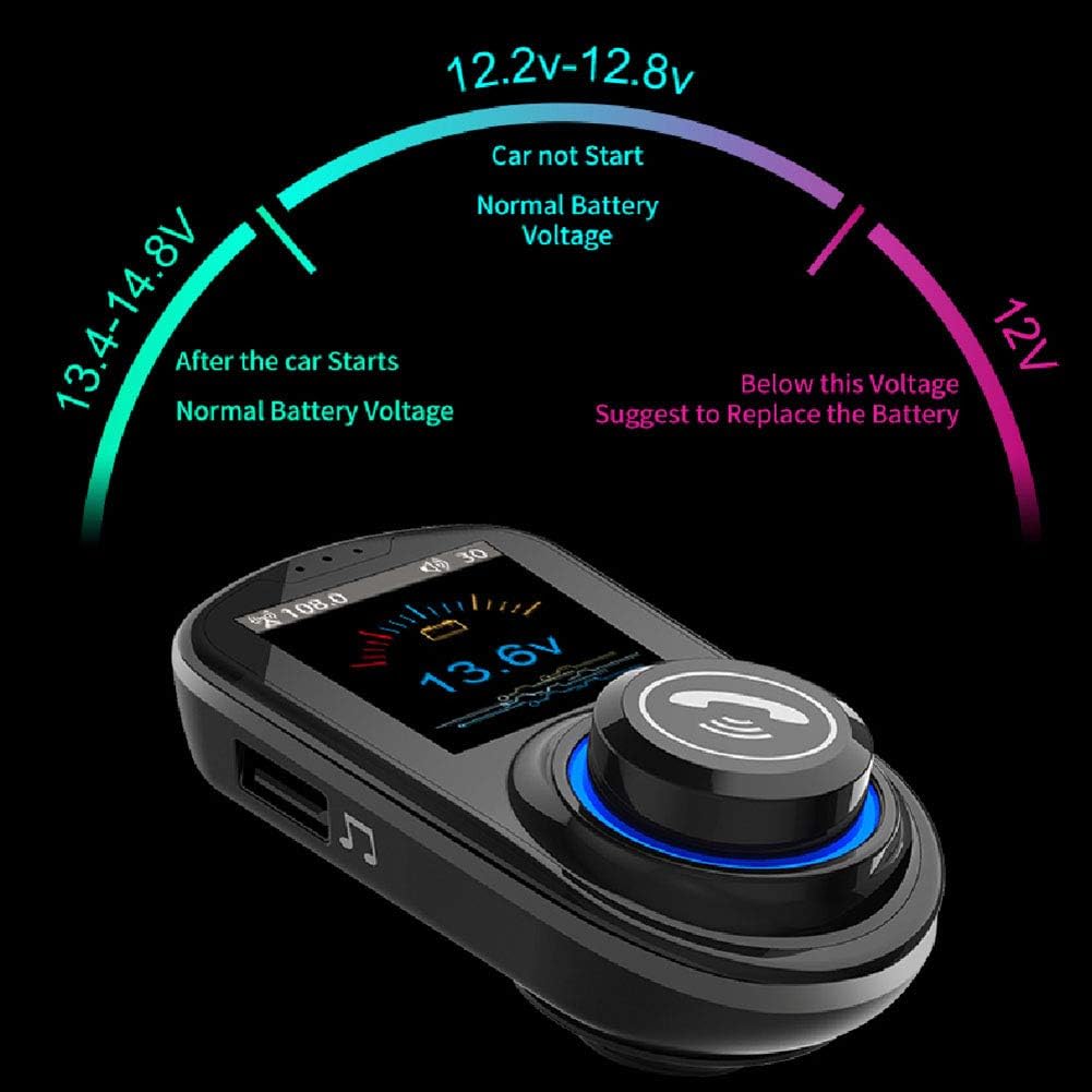 WYYHAA Transmisor FM Bluetooth para coche, 1.8 pulgadas pantalla LCD a color QC3.0 cargador de coche inalámbrico manos libres transmisor FM