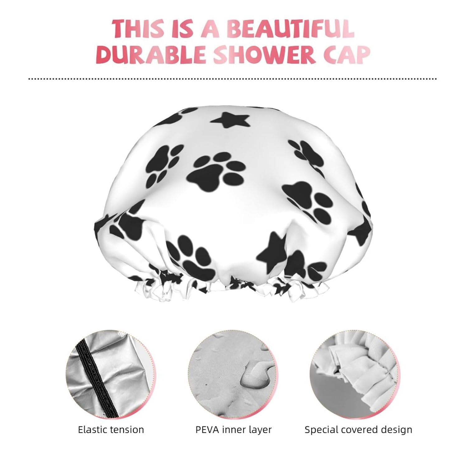 Lindo gorro de ducha impermeable de doble capa para perros, adecuado para todos los tamaños de cabeza