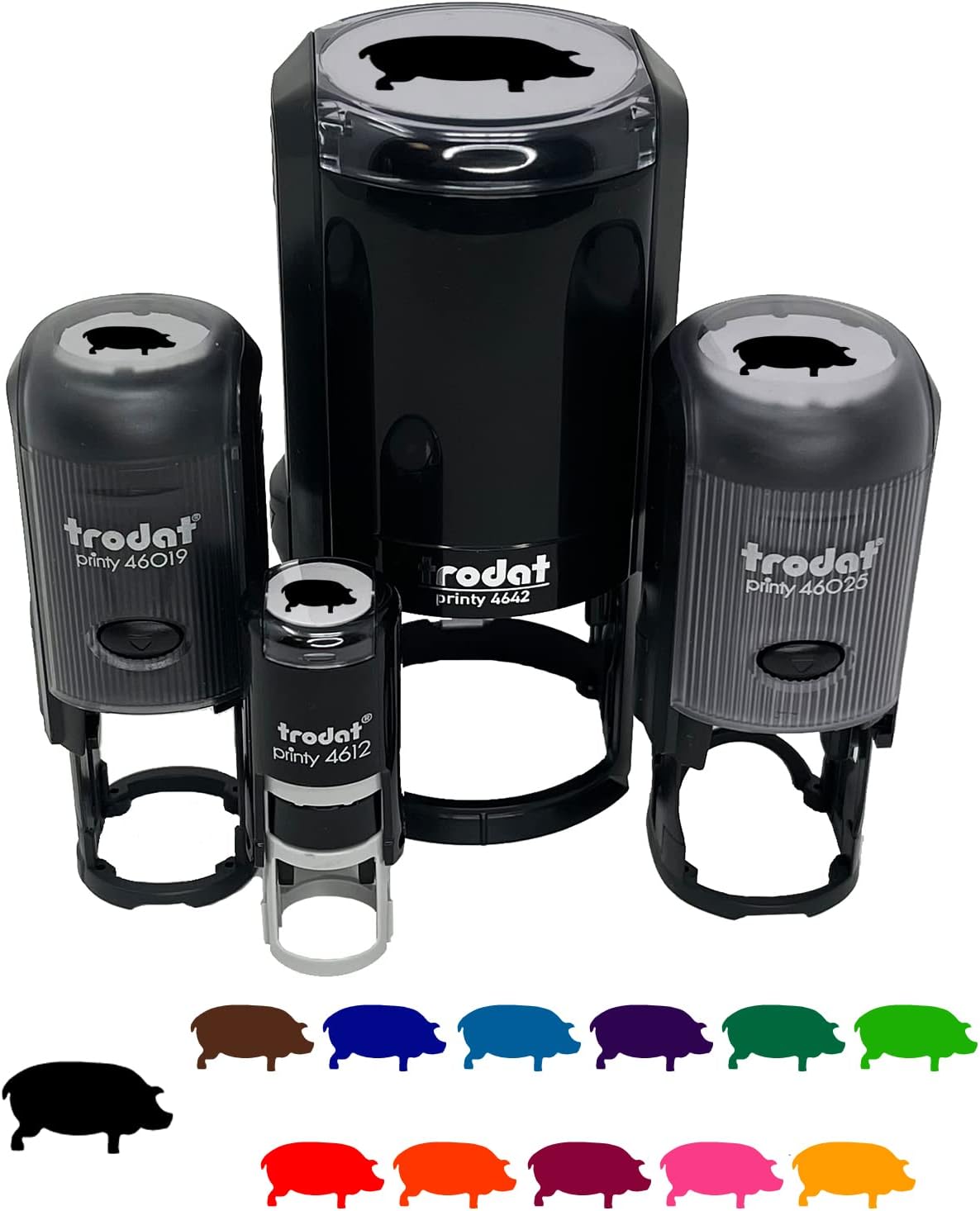 Pig – Sello de tinta autoentintado con vista lateral sólida para sellar planificadores de manualidades, mini de 12 pulgada, tinta roja