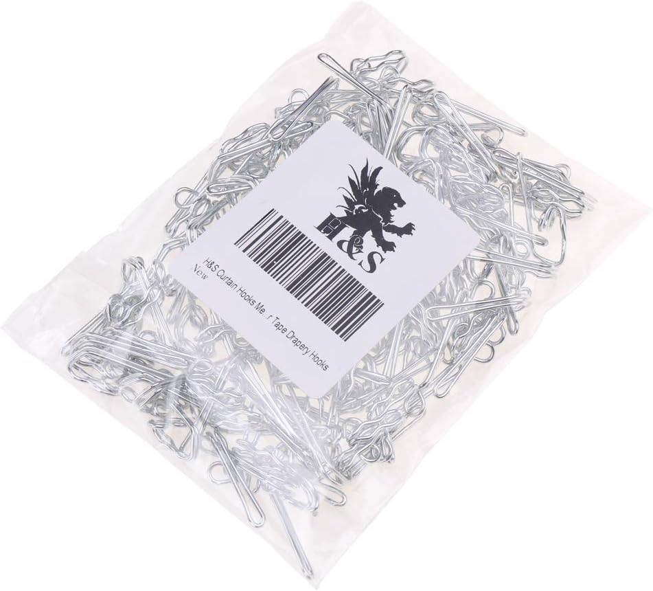 H&S Ganchos de cortina resistentes, 100 piezas, juego de ganchos de metal resistente para cortinas de habitación, puerta y ducha