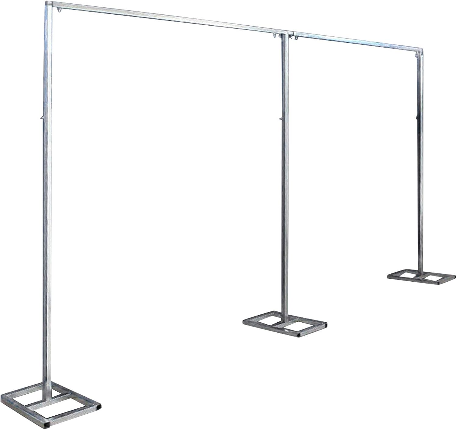 Kit de tubo de soporte de telón de fondo, marco de cortina telescópico para fiesta de boda (plata, 19.7 x 9.8 ft)