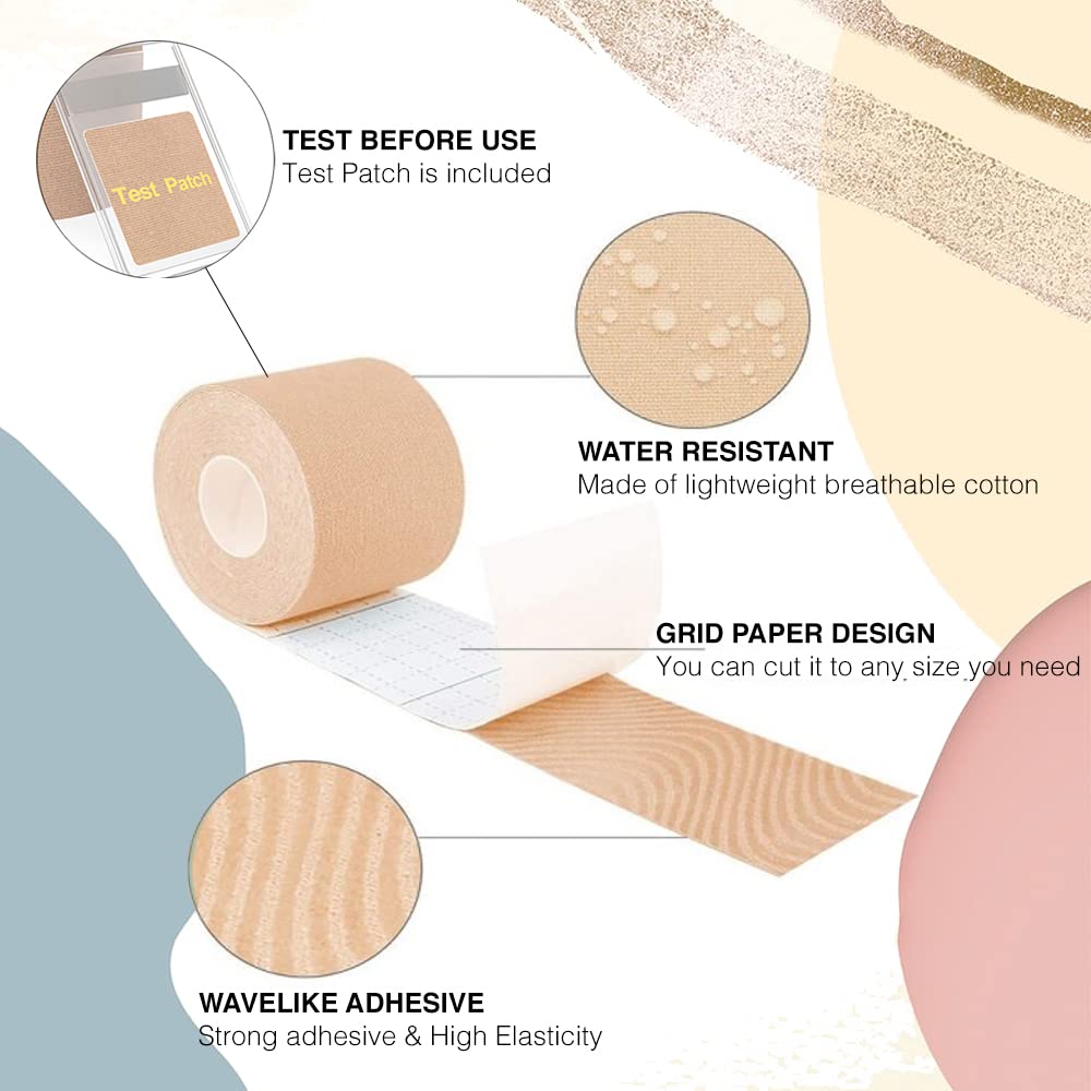 Comfordent Kinesio – Cinta para estiramiento facial y cuello, antiarrugas, liberación miofascial (rosa intenso)
