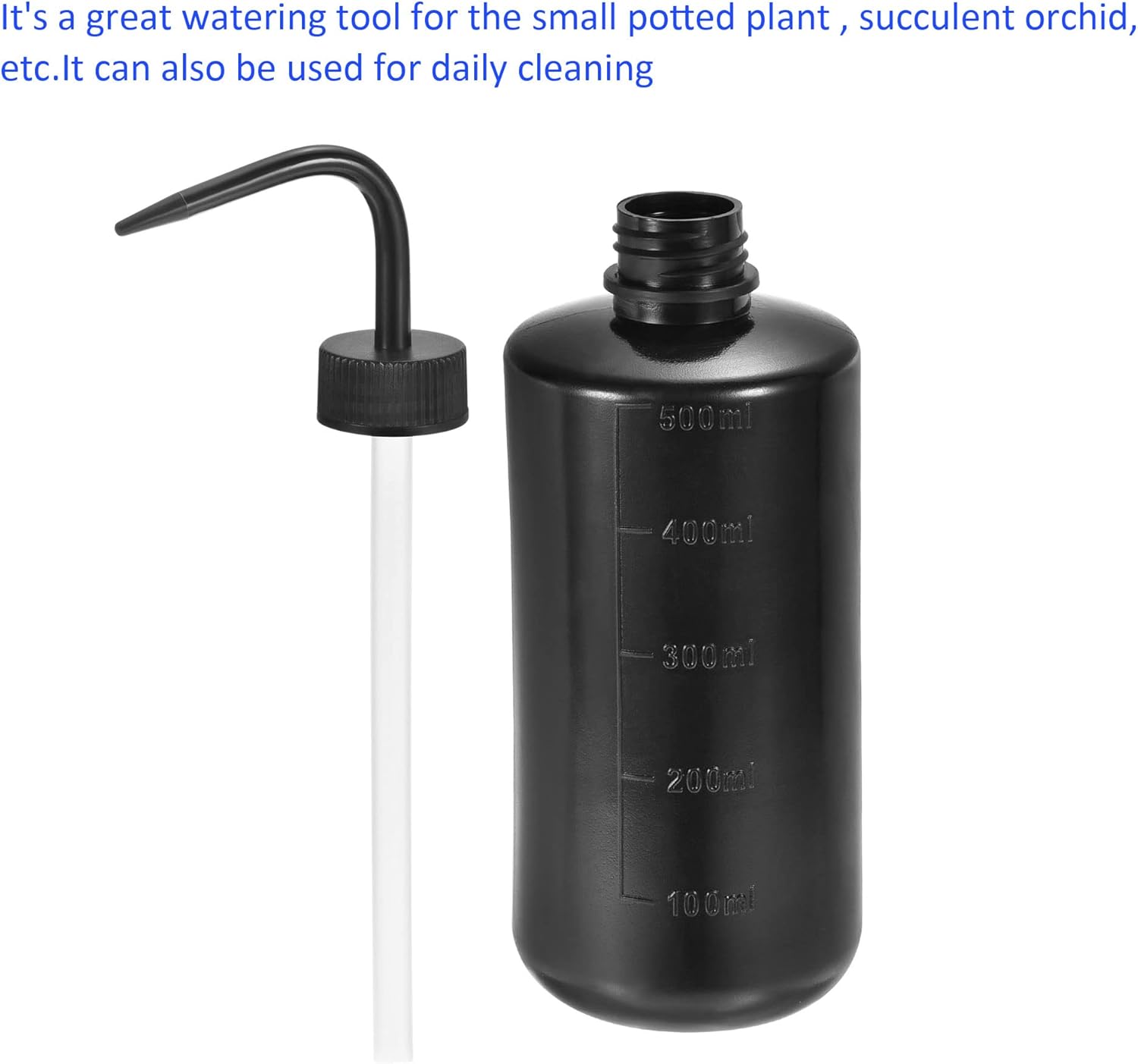 Paquete de 2 botellas exprimibles, botellas de lavado de riego de plantas, punta doblada, para interiorexteriorjardín (16.9 fl oz, negro)