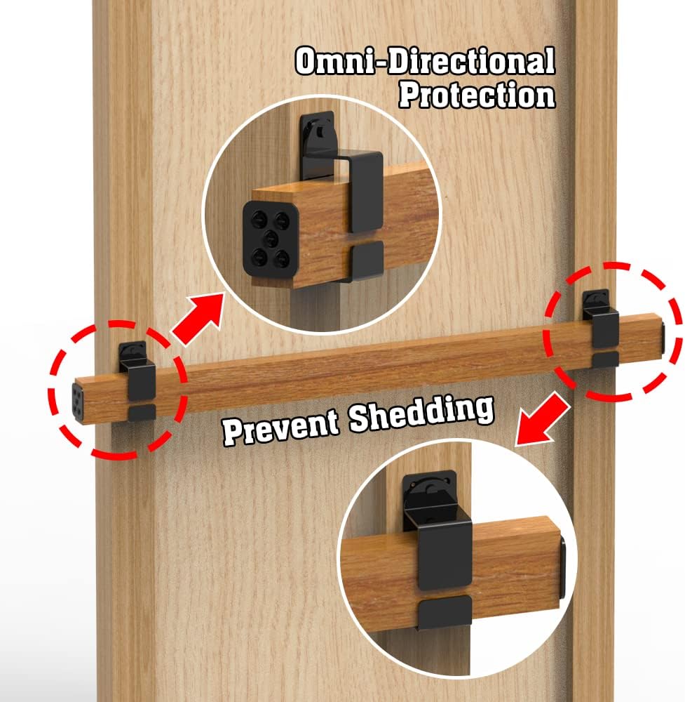 SADIELIFE Soportes de barricada de puerta (2 unidades), soporte giratorio cerrado en forma de U resistente para refuerzo de madera de 1.5 x 3