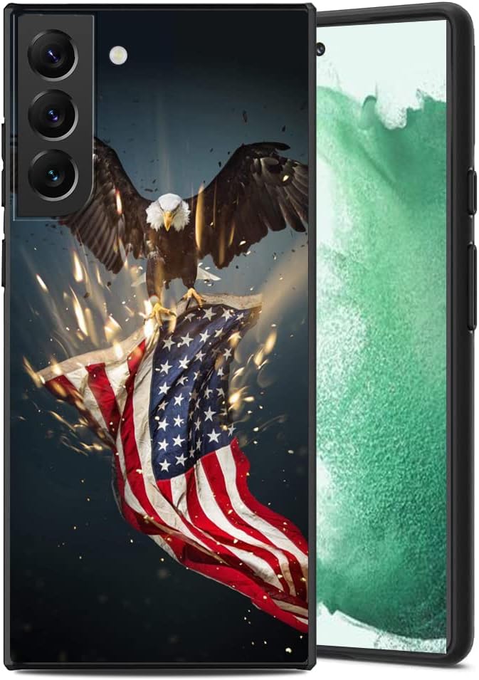 MSEAANBK Funda compatible con Samsung Galaxy S22, diseño de patrón estético de águila y bandera americana, protección de cuerpo completo, a prueba