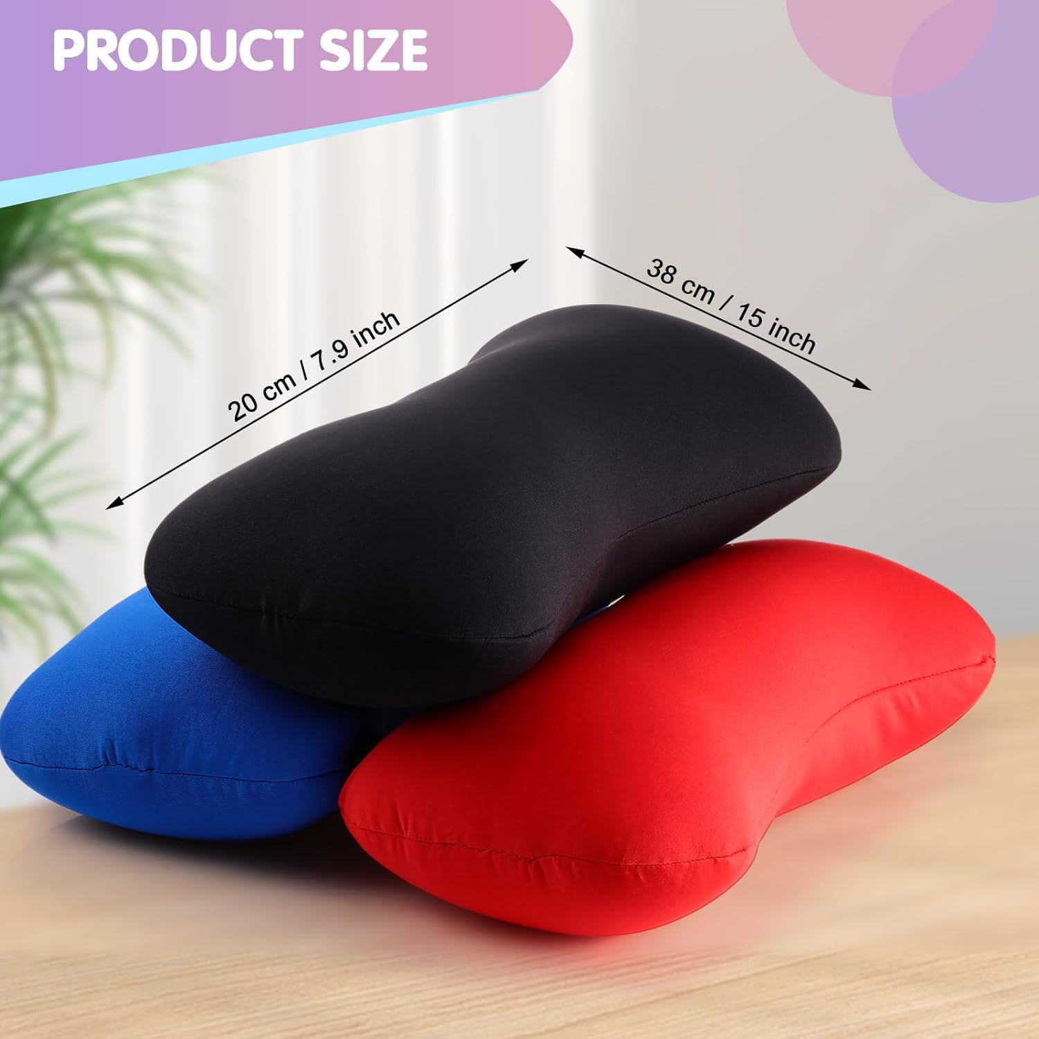 Soaoo 4 almohadas cilíndricas de microperlas para el cuello, almohada cilíndrica de tubo suave y blando, para dormir, sofá, cama, hogar, viajes,