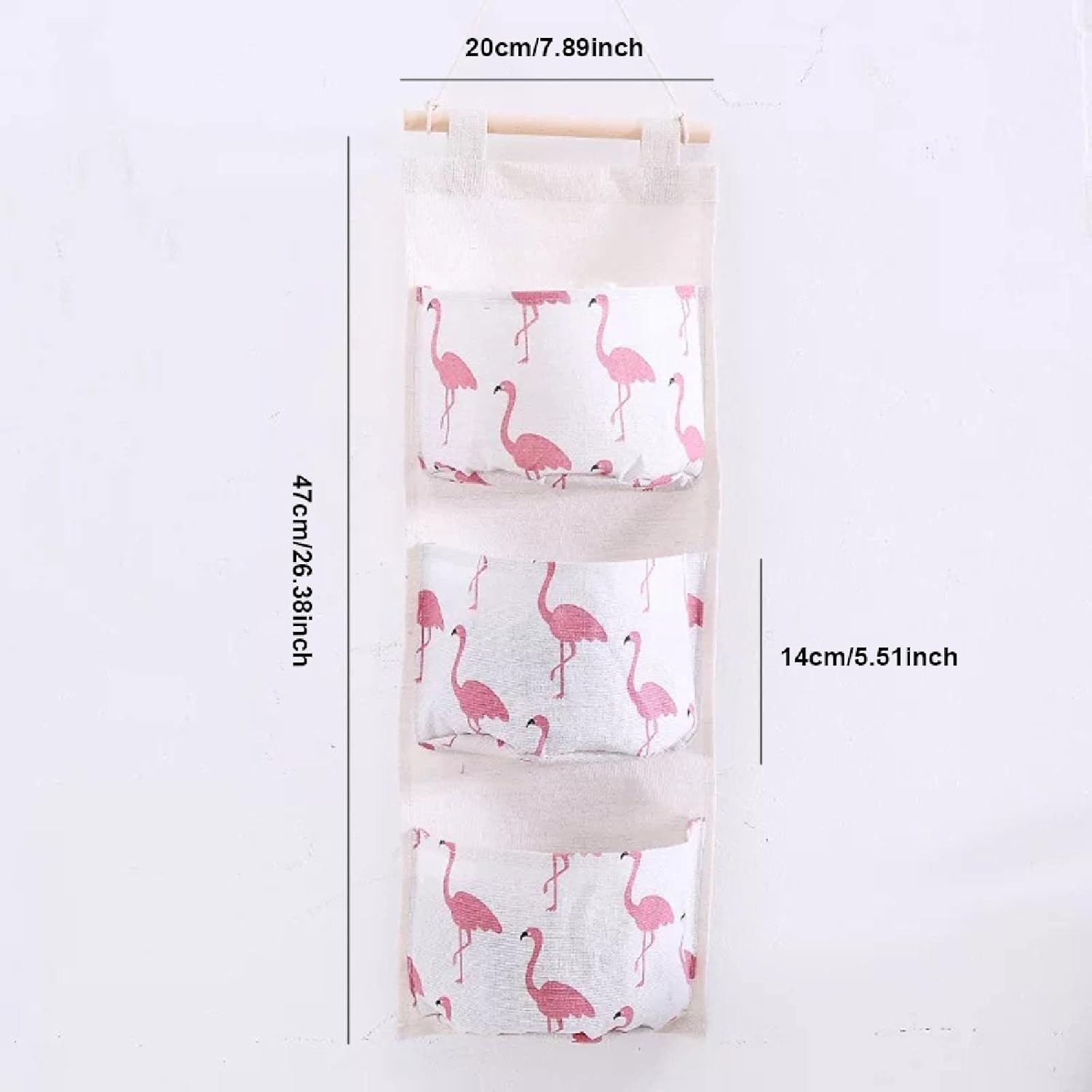 SEIWEI Bolsa de almacenamiento para colgar en la pared, organizador de tela de lino impermeable sobre la puerta con 3 bolsillos para dormitorio,