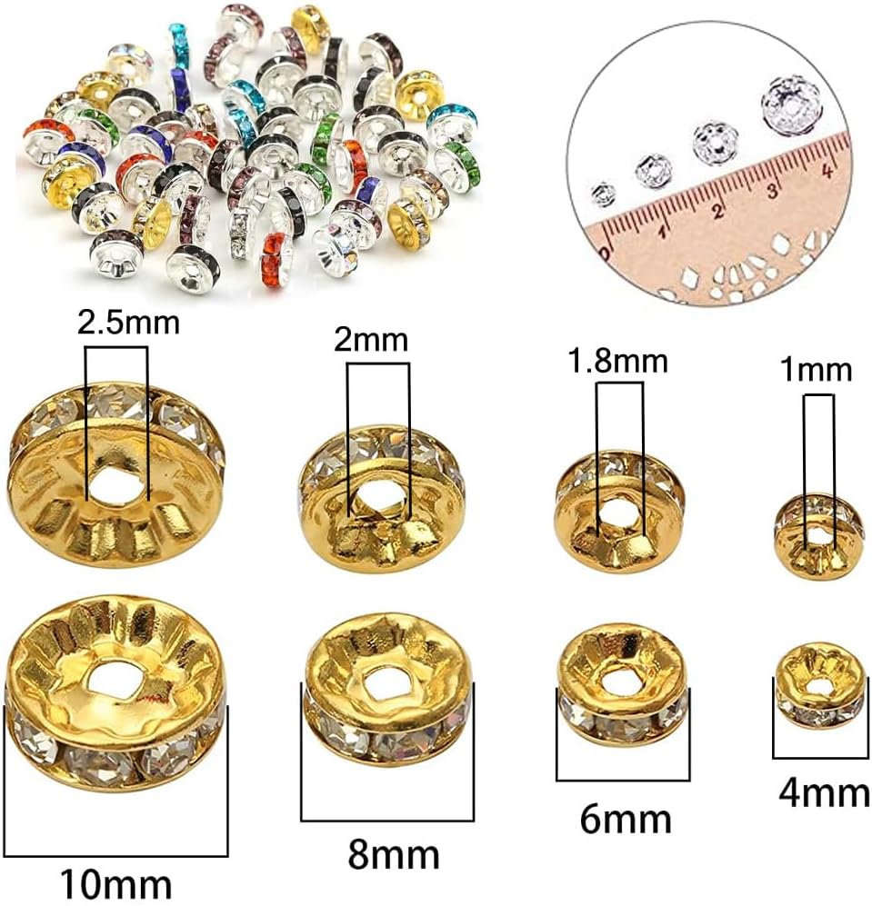 HAAMIIQII 100 cuentas espaciadoras Rondelle de 0.157 pulgadas chapadas en plata, diamantes de imitación de cristal checo para hacer joyas, cuentas