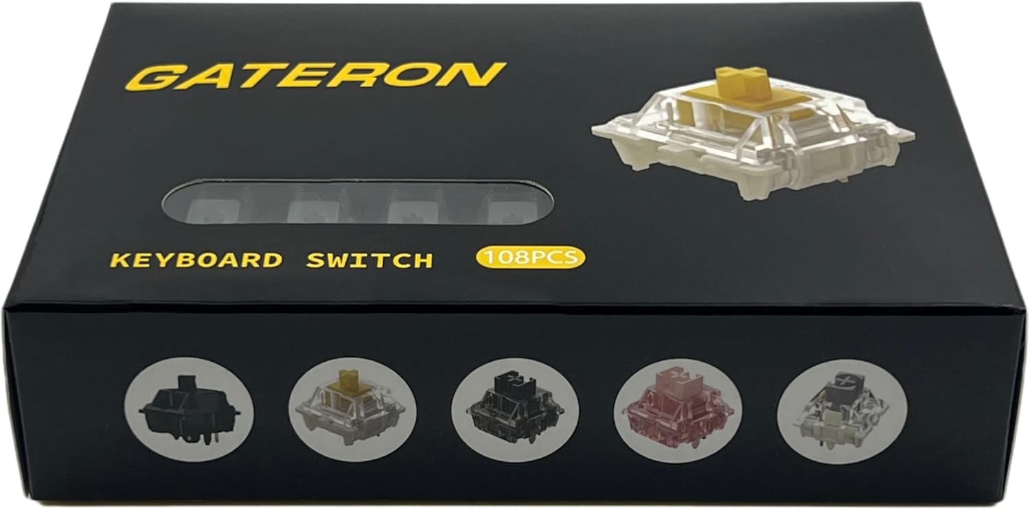 GATERON Oil King V2 Interruptores de teclado prelubricados, interruptores lineales negros de 5 pines de 55 gf compatibles con teclado mecánico MX