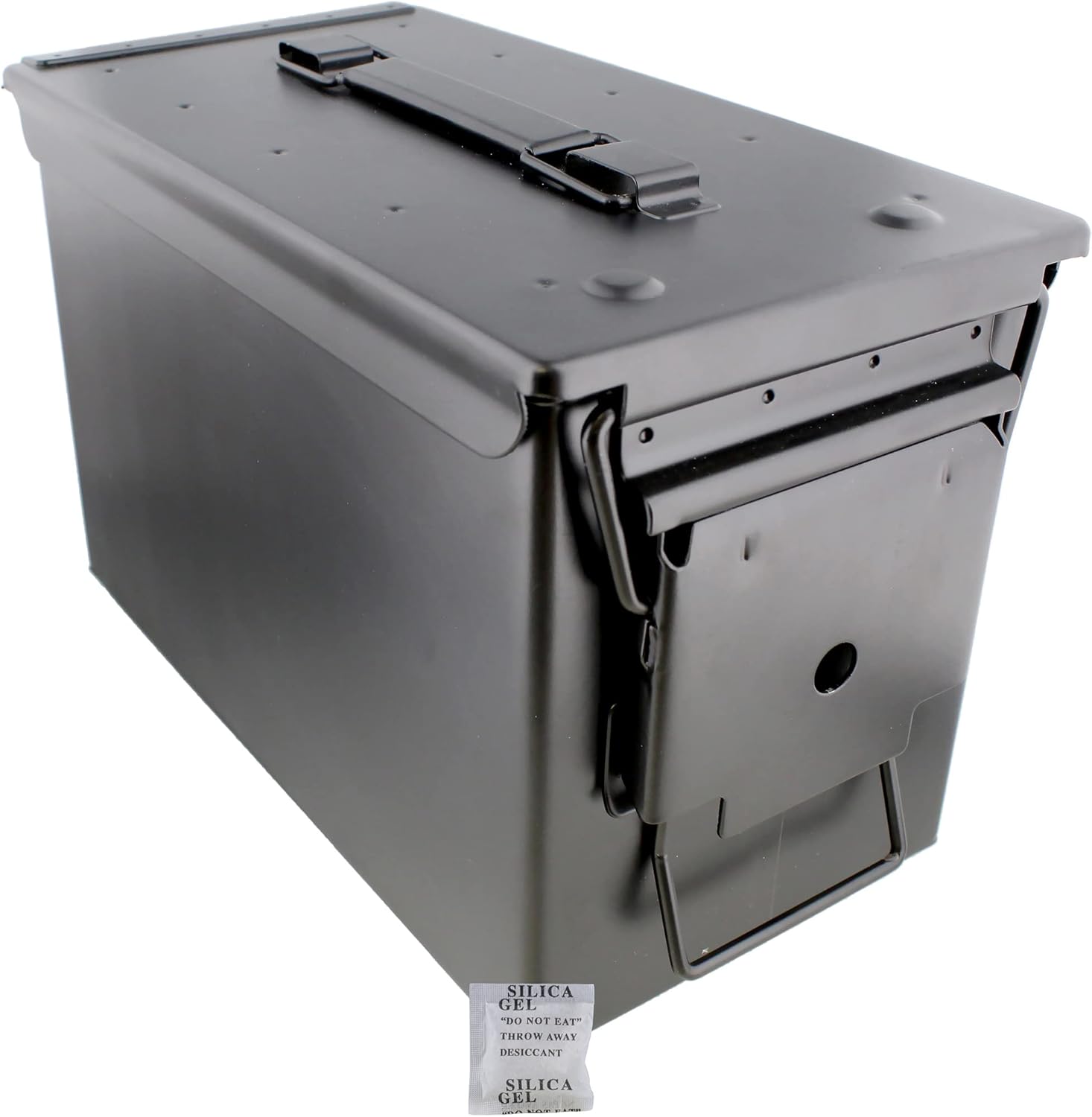 Juego de 4 cajas de munición de metal, 50 recipientes de almacenamiento de munición color negro Cal con tapas para almacenamiento militar o doméstico