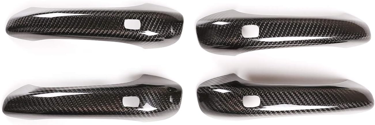 Manija de puerta exterior de fibra de carbono 100% auténtica, para Porsche Macan 2014-2020, accesorios de coche (con agujero)