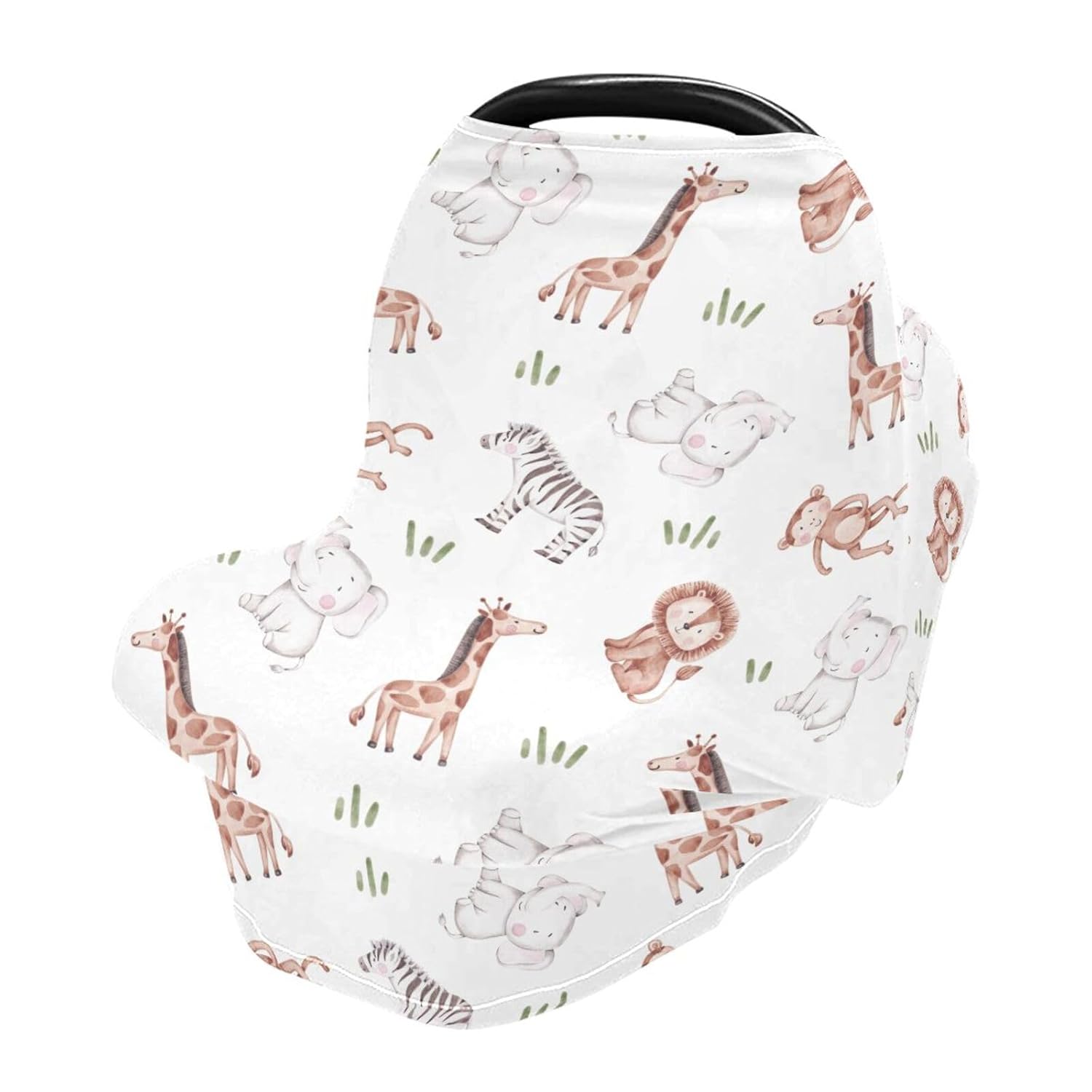 Fundas de asiento de automóvil para bebés, con bonitos animales de dibujos animados, toldo elástico para asiento de automóvil, transpirable, funda