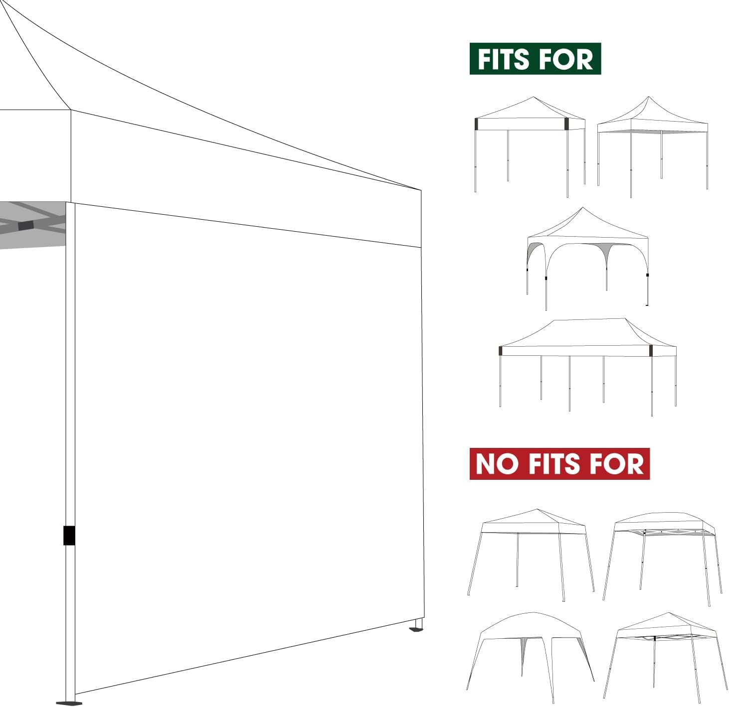 COOSHADE SunWall para tienda de campaña desplegable de 12 x 12 pulgadas, paquete de 1 pared lateral solo (blanco)