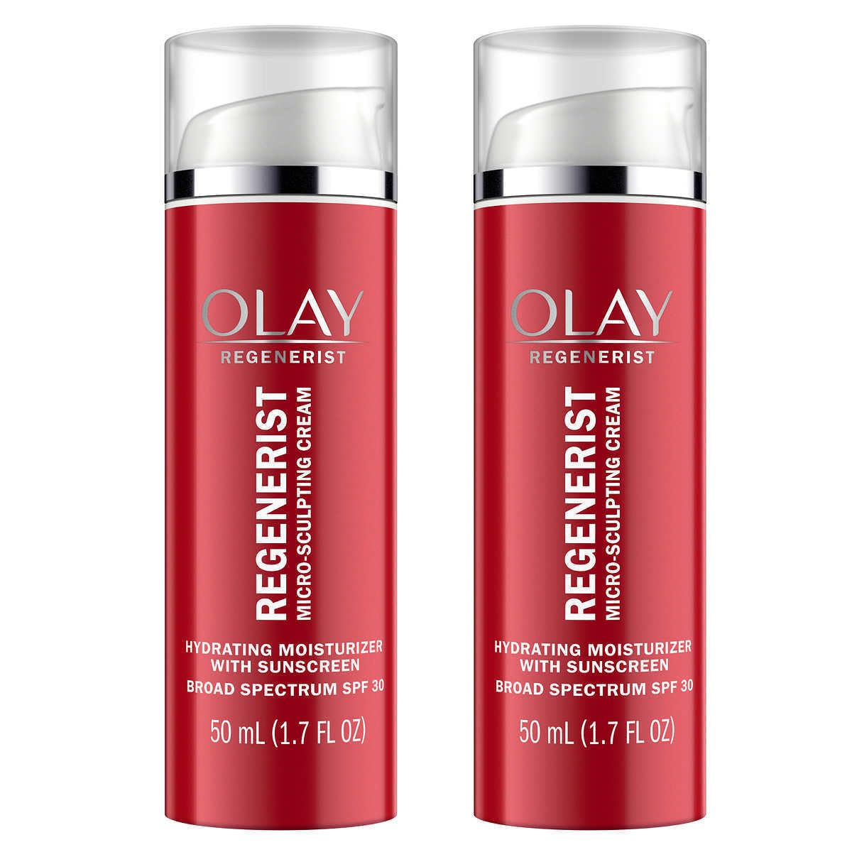 Olay Crema hidratante facial regenerista con protector solar SPF 30 para antienvejecimiento avanzado, 1.7 onzas líquidas (paquete de 2)