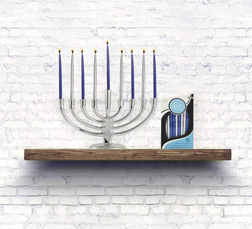 Zion Judaica Elegante Menorah Elegante Vela Minorah para Hanukkah Utiliza Velas de Janucá estándar