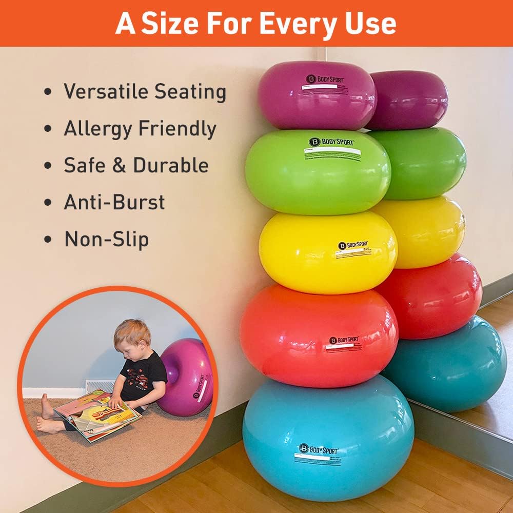Body Sport Bola de dona  Pelota de ejercicio duradera e inflable para entrenamiento de equilibrio y estabilidad, yoga y pilates, uso en el hogar,