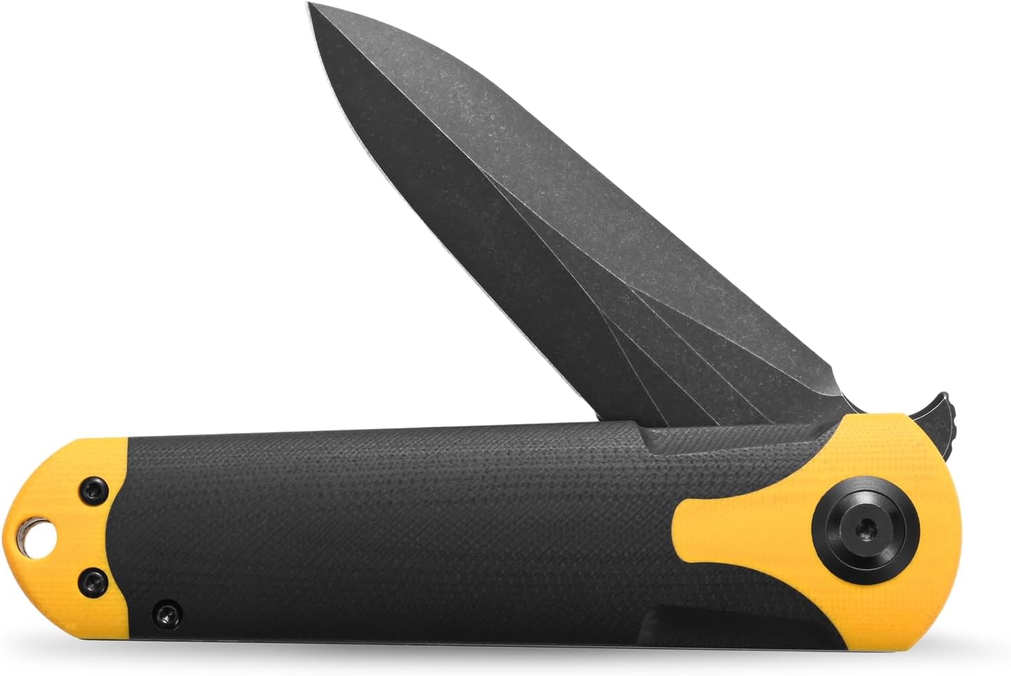 Sitivien ST158 – Cuchillo de bolsillo plegable, chapado en titanio, hoja de acero DC53 lavado a la piedra negra con mango G10, cuchillo de