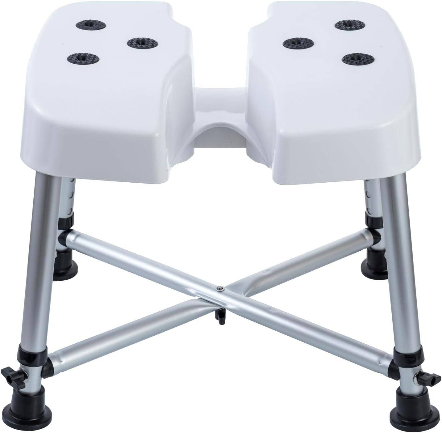 MyGift Silla de ducha higiénica ajustable de grado profesional con diseño recortado, banco de asiento de seguridad para bañera, ayuda de baño