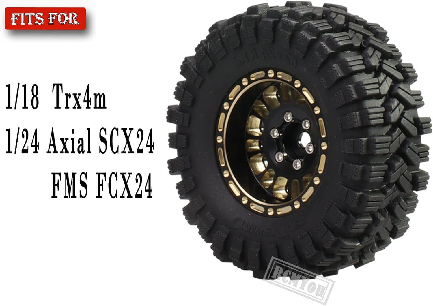 Rc Ruedas de 1.2 pulgadas para 118 124 Trx4m Axial SCX24 FMSFCX24, RC Crawler Car 4 piezas (1.2 pulgadas) Ruedas Neumáticos, Negro
