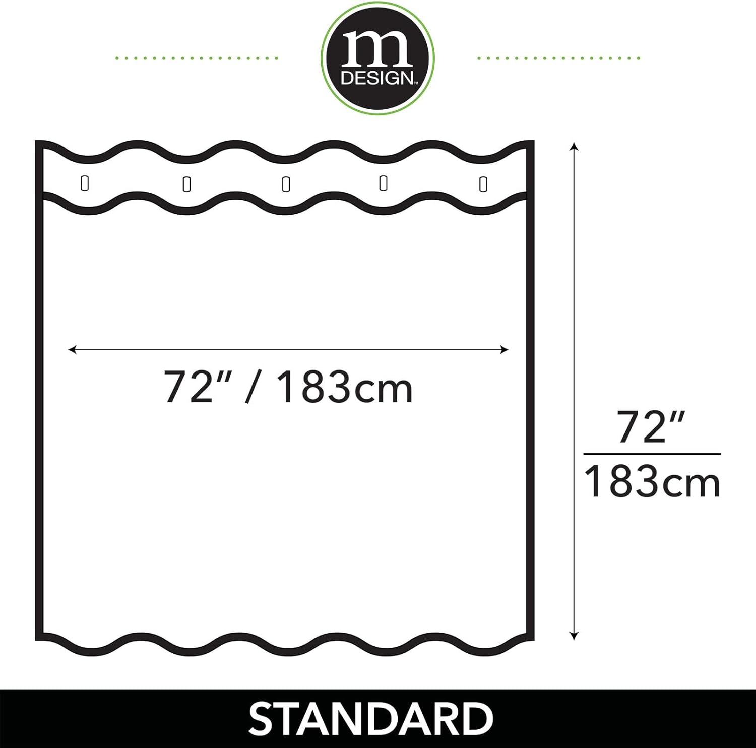mDesign Cortina de ducha de tela, 72 x 72 pulgadas, lavable a máquina, ojales reforzados de calidad para baño, baño de invitados, puestos, bañeras,