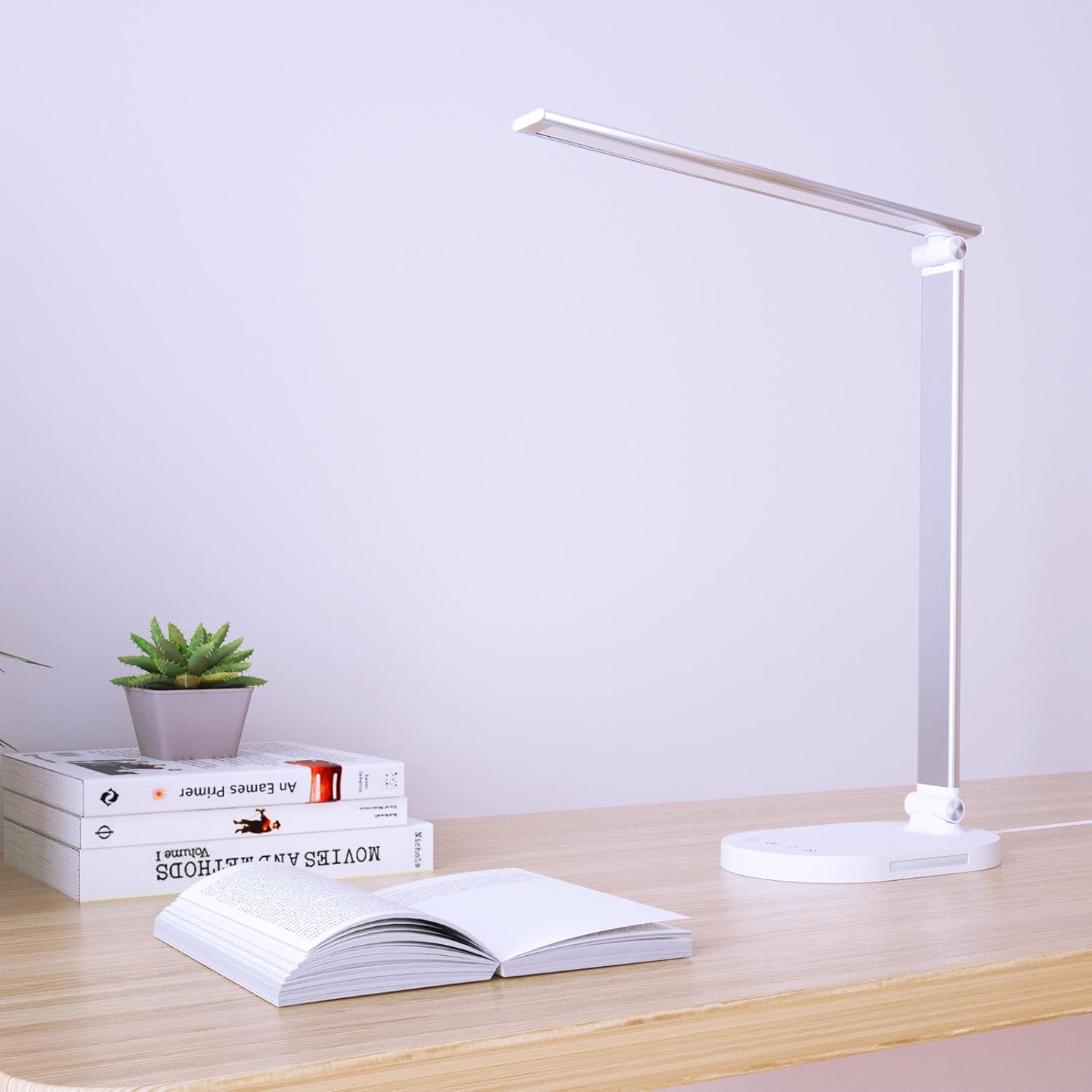 Lámpara de escritorio, luz de lectura, lámpara de mesa con puerto de carga USB, luz nocturna, temporizador de 60 minutos, 6 W, 5 modos, lámpara de