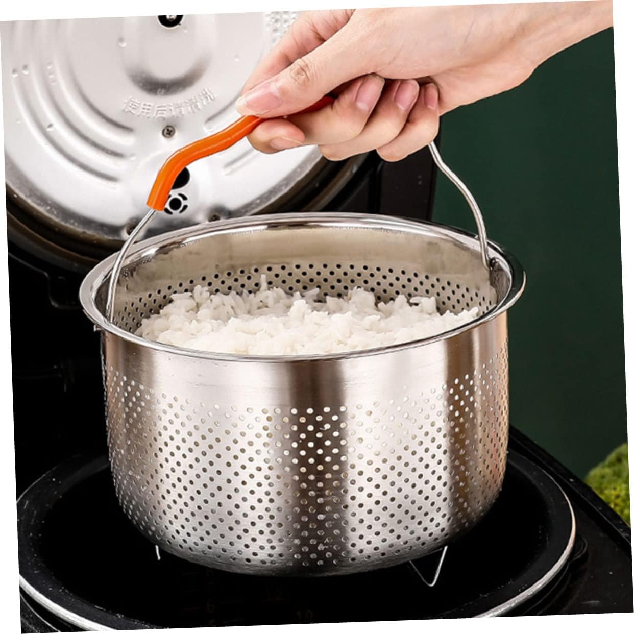 HOMSFOU Vaporizador de arroz de acero inoxidable para verduras, cesta de vapor, estantes de vapor, para bolas de masa, colador de metal, ensalada,