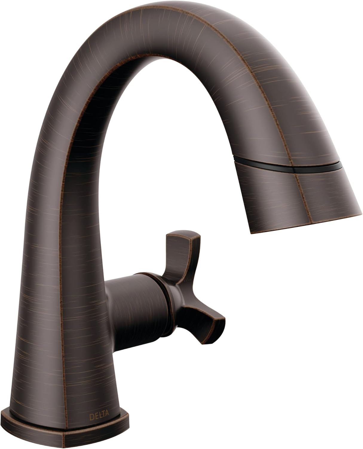 Delta Faucet Stryke – Grifo de baño extraíble, grifo de baño de bronce aceitado de un solo orificio con rociador extraíble, grifo de lavabo de baño,