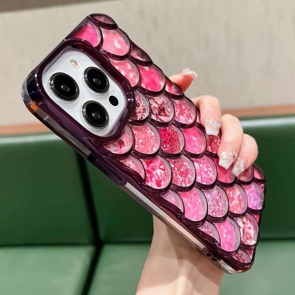 KERZZIL Funda de lujo con diseño de sirena 3D compatible con iPhone 13 Pro Max, bonita funda de TPU suave chapado en oro para mujeres y niñas