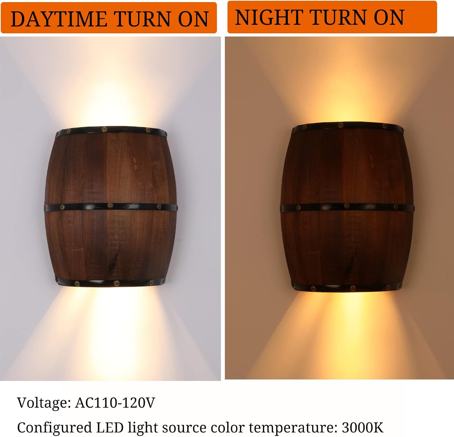Aplique de pared de barril de vino de madera antigua, lámpara de pared interior para área de bar, tema steampunk, accesorio de iluminación de pared