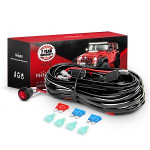 Nilight Kit de arnés de cableado de barra de luz LED de 16 AWG y 12 V de encendido y apagado a prueba de agua, fusible de hoja de relé de Nilight Kit de arnés de cableado de barra de luz LED de 16 AWG y 12 V de encendido y apagado a prueba de agua, fusible de hoja de relé de
