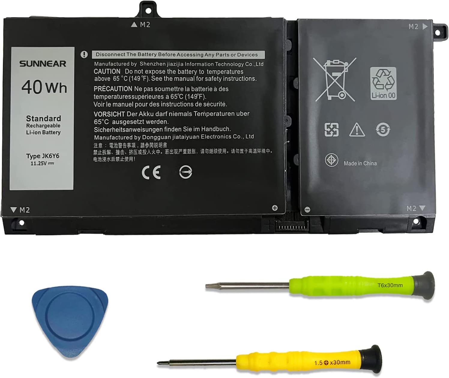 JK6Y6 – Batería de repuesto para laptop Dell Latitude 3410 3510 Vostro 5300 5401 5501 Inspiron 5300 5401 5402 5408 5409 5508 5400 5406 7405 7300 755