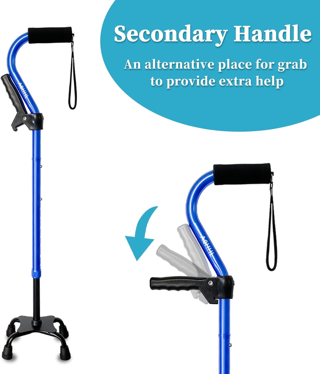 AOHHL Bastón plegable y ajustable para hombres y mujeres y personas mayores, ligero y resistente con base de 4 puntas para mayor equilibrio de