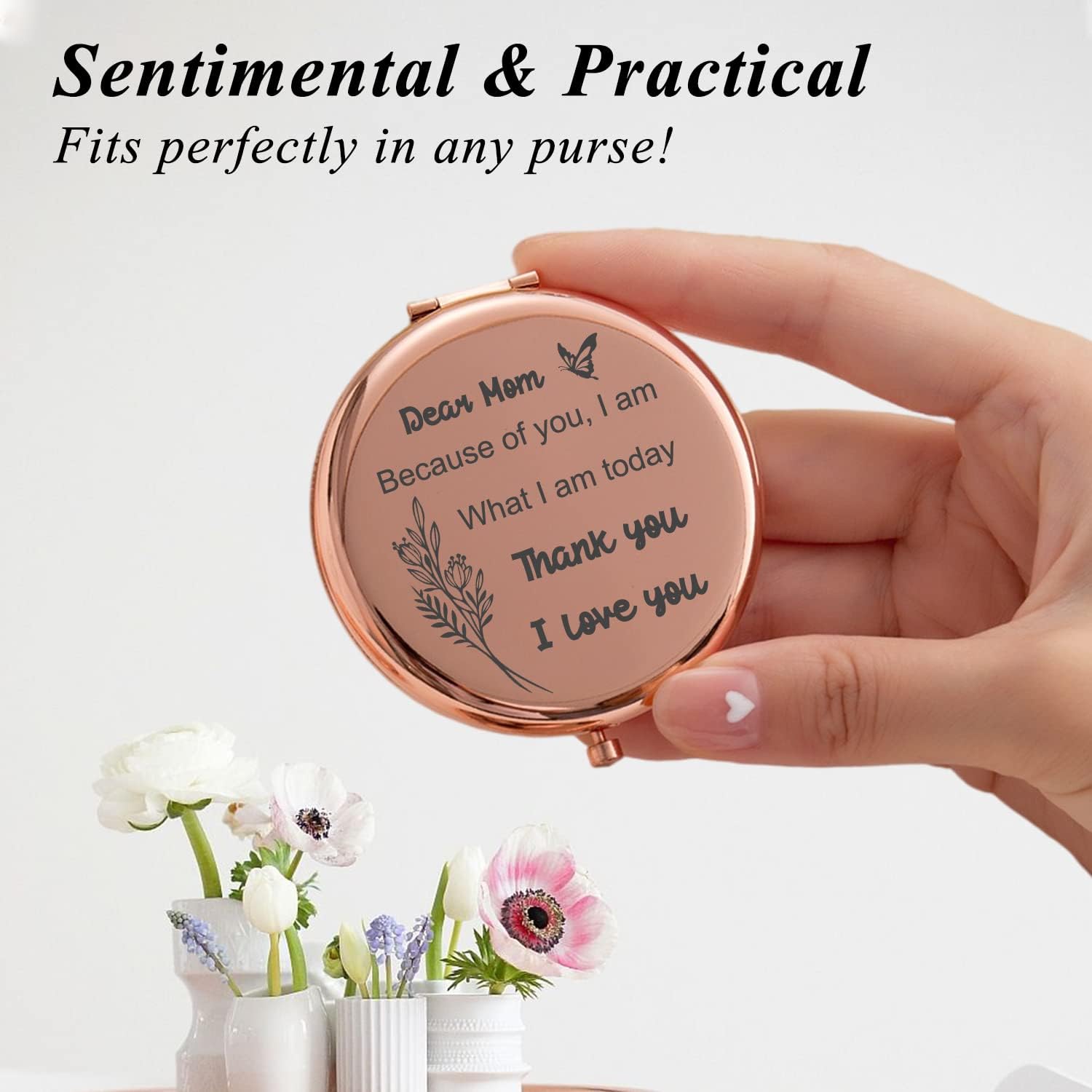 Casfine Regalos personalizados para mamá  Regalos de espejo compacto grabado con agradecimiento para mamá  Los mejores regalos para mamá de hijo