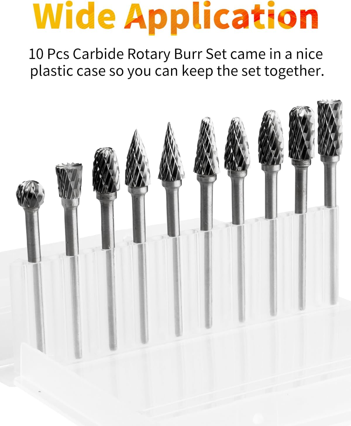 Rocaris Juego de fresas de carburo -10 piezas de vástago de 18 pulgadas, brocas de tungsteno para metal y piedra y tallado de madera, molienda,