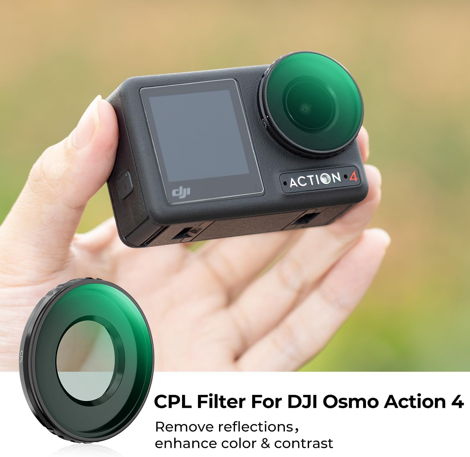 K&F Concept Osmo Action 4 Polarizadores circulares, filtro CPL compatible con DJI Osmo Action 4, vidrio óptico superior con filtro multicapa