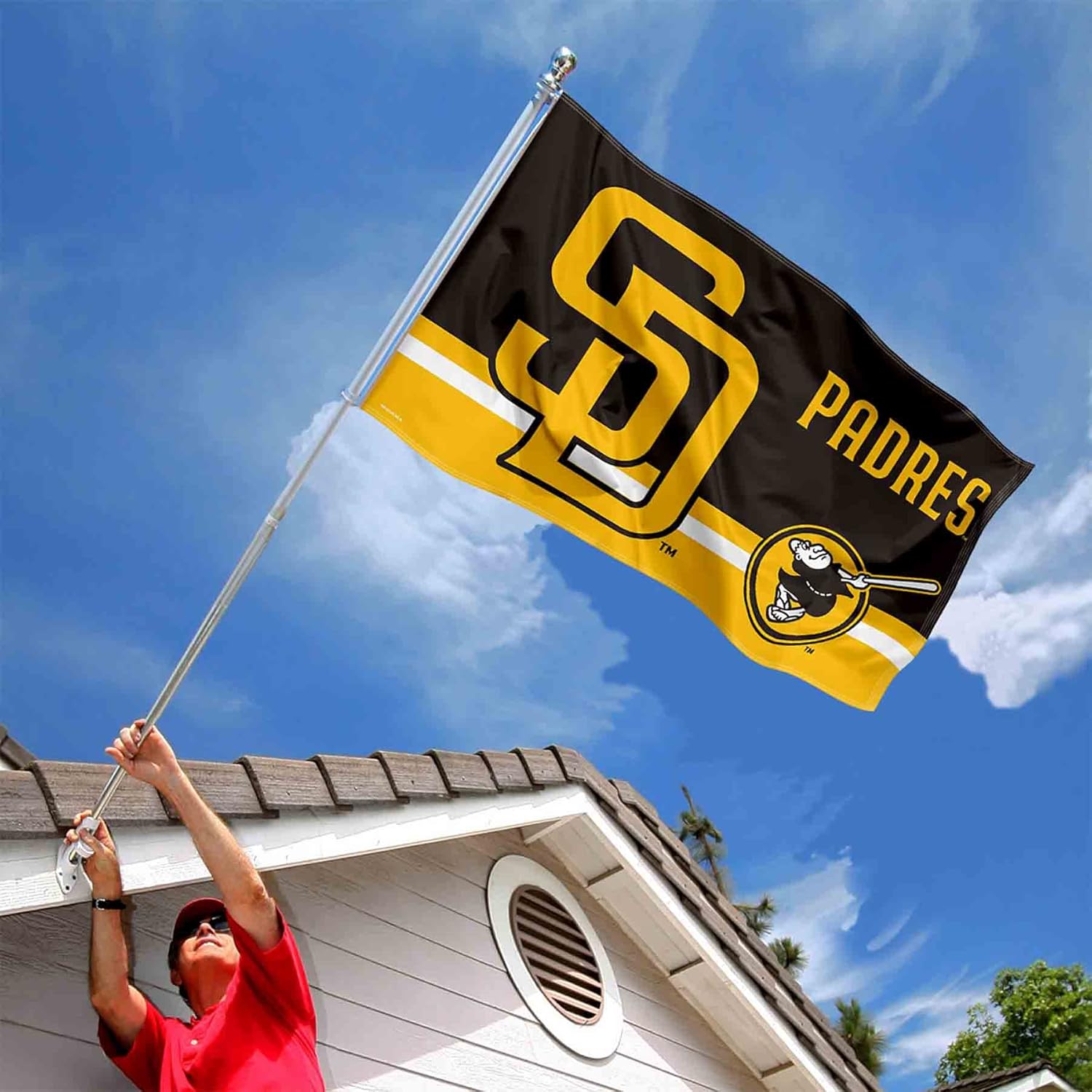 Bandera de San Diego Padres Logo Insignia de 3 x 5 pies con ojal