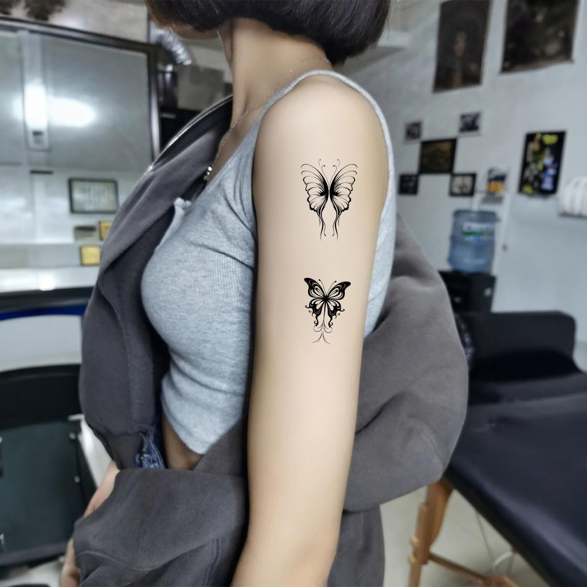 AWLEE Tatuajes temporales de mariposa para mujer, 30 hojas de tatuajes falsos de tinta que se ven reales y duran mucho tiempo, pequeños tatuajes de