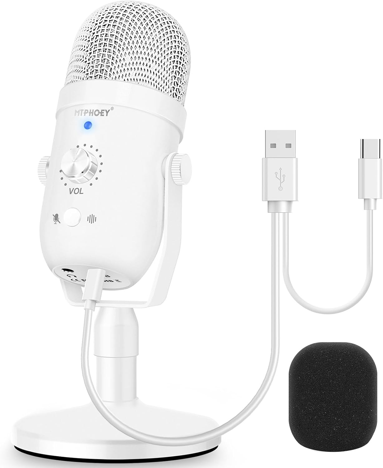 Micrófono USB para PC, micrófono de condensador de computadora Pro Podcast para juegos para PCportátilteléfonoPS45 con cancelación de ruido,