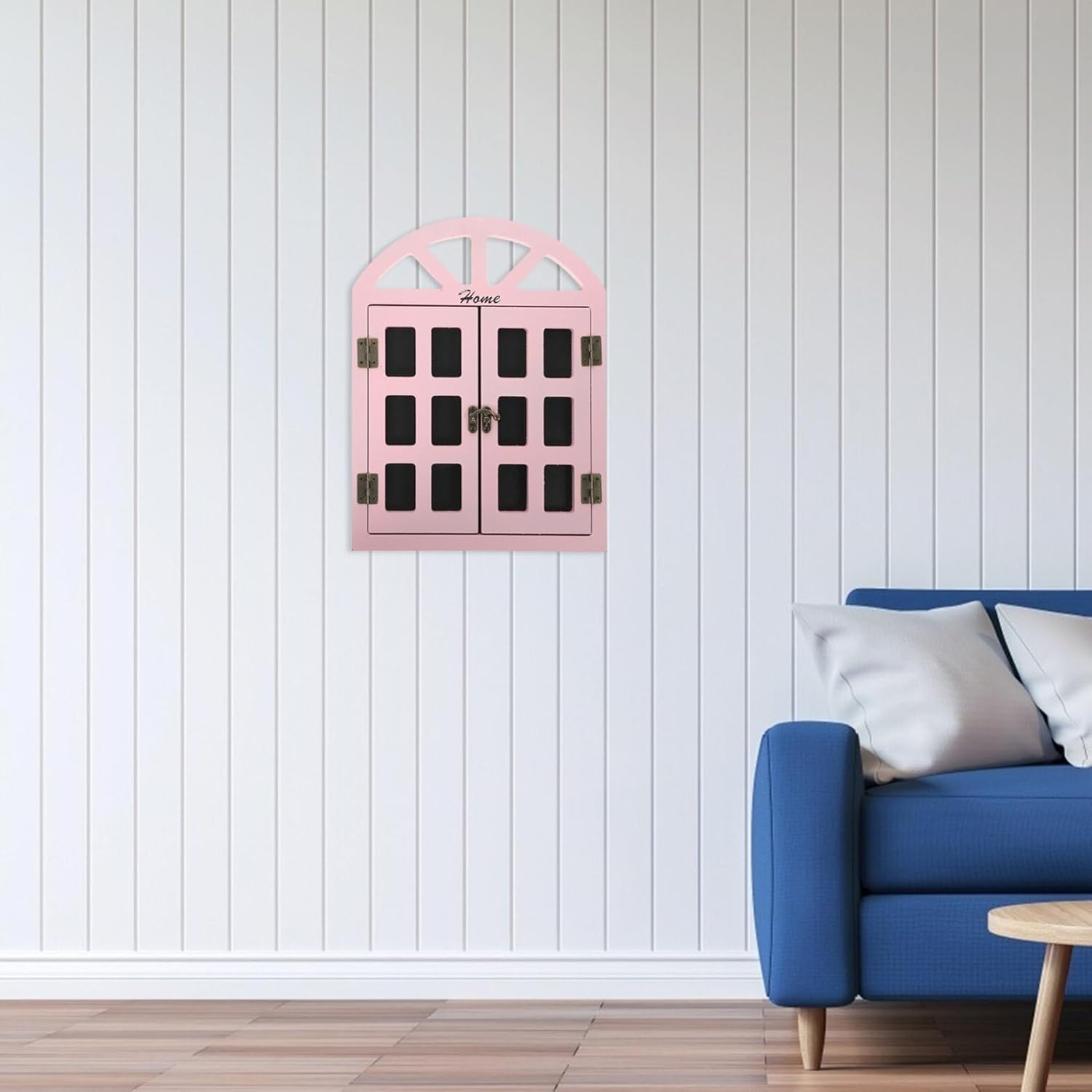 Letrero colgante de pizarra con forma de ventana, letrero de madera borrable, pizarra pequeña para el hogar, bar, pub, decoración de pared (rosa)