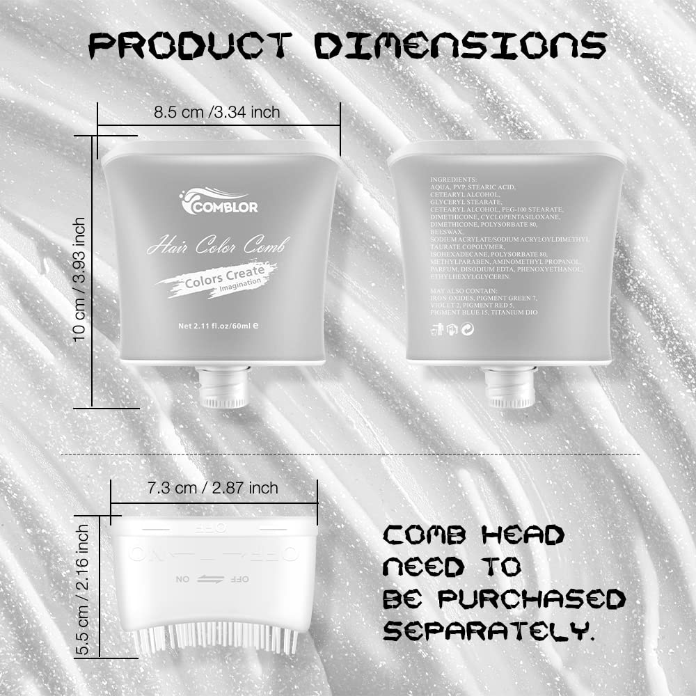 Tinte temporal para el cabello para niños, tinte gris de Comblor para el cabello, cera de color gris lavable para niñas, niños, adolescentes y