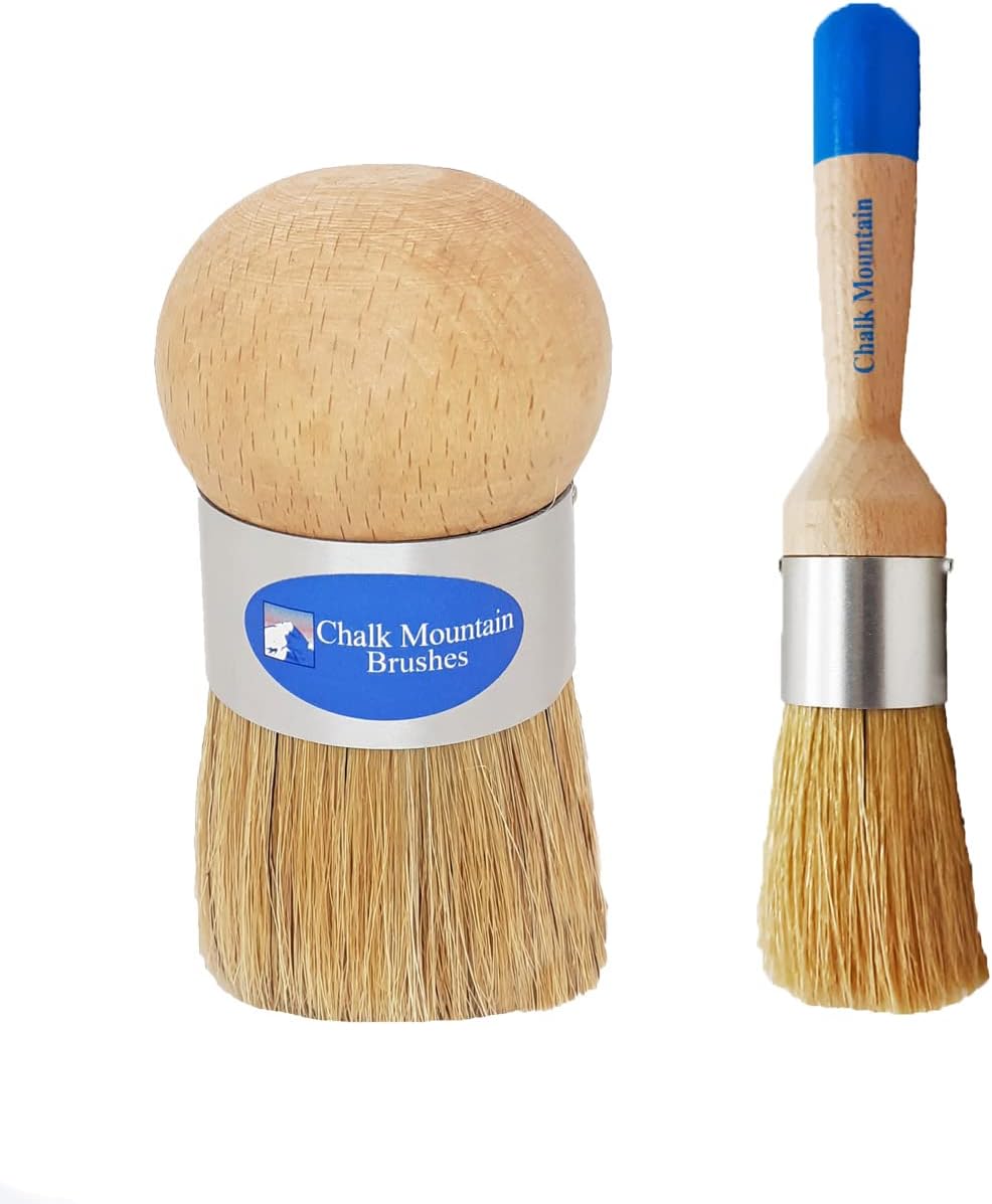 Chalk Mountain Brushes Pincel de cera de palma de diseño original y pincel redondo pequeño, ideal para encerar y proyectos de pintura, cerdas de