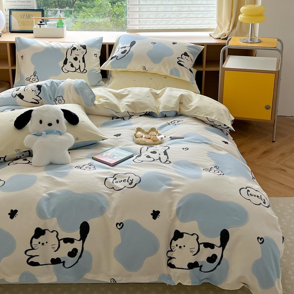LIWHENHAO Juego de funda de edredón moderna abstracta para niños, ropa de cama 100% algodón, colección Home, 1 funda de edredón y 2 fundas de