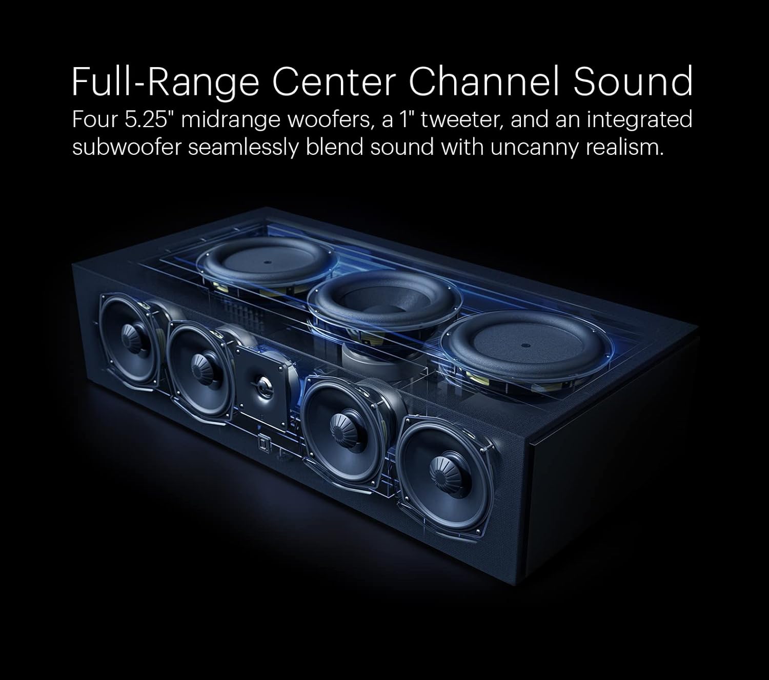 Definitive Technology Dymension DM30 – Altavoz de canal central insignia, matriz de 5 controladores – (4) woofers de rango medio de 4 pulgadas y (1)