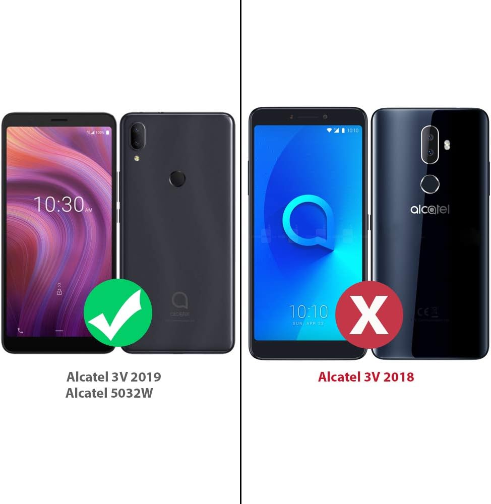 TJS Funda para teléfono compatible con Alcatel 3V 20195032W (no compatible con Alcatel 3V 2018), cubierta híbrida de doble capa a prueba de golpes