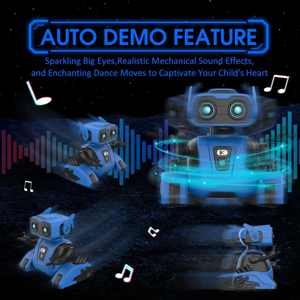 Robots de control remoto para niños, con ojos LED, movimientos de baile, música, cabeza y brazos flexibles, regalo de Navidad para mayores de 3 años