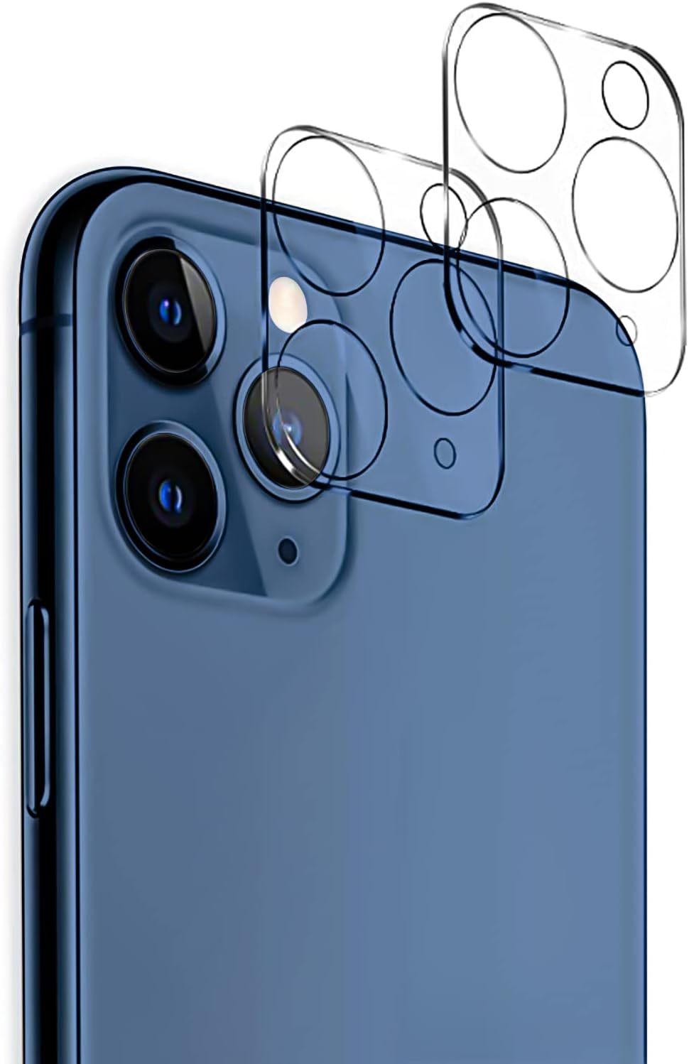 Borrello’s Paquete de 2 protectores de lente de cámara para iPhone 11 Pro, vidrio templado, sin burbujas, compatible con fundas, dureza 9H, fácil
