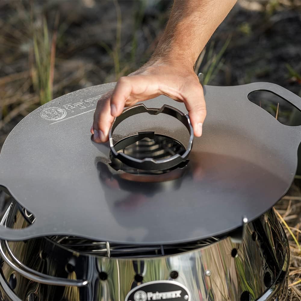 Petromax Atago – Soporte de cocina para parrilla de campamento Atago, cocina al aire libre, contacto directo con llama