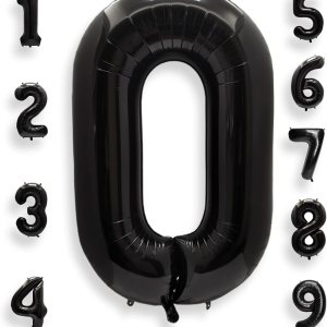 AULE Globos grandes de 40 pulgadas, color negro, número 0, globos grandes de helio del 0 al 9, decoraciones gigantes de fiesta de cumpleaños para AULE Globos grandes de 40 pulgadas, color negro, número 0, globos grandes de helio del 0 al 9, decoraciones gigantes de fiesta de cumpleaños para