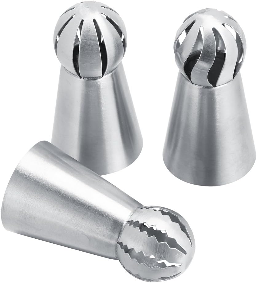 Boquilla de punta de tubería de glaseado de 3 piezas, boquilla de acero inoxidable para tartas, herramienta de decoración de pasteles de bricolaje,