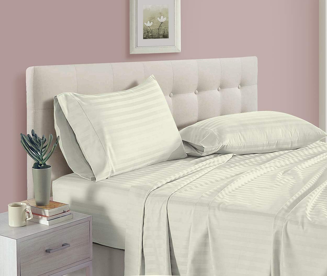 Sábanas 100% de algodón egipcio para cama tamaño Queen, 400 hilos de algodón de fibra larga, sábanas refrescantes de satén, tamaño Queen, bolsillo